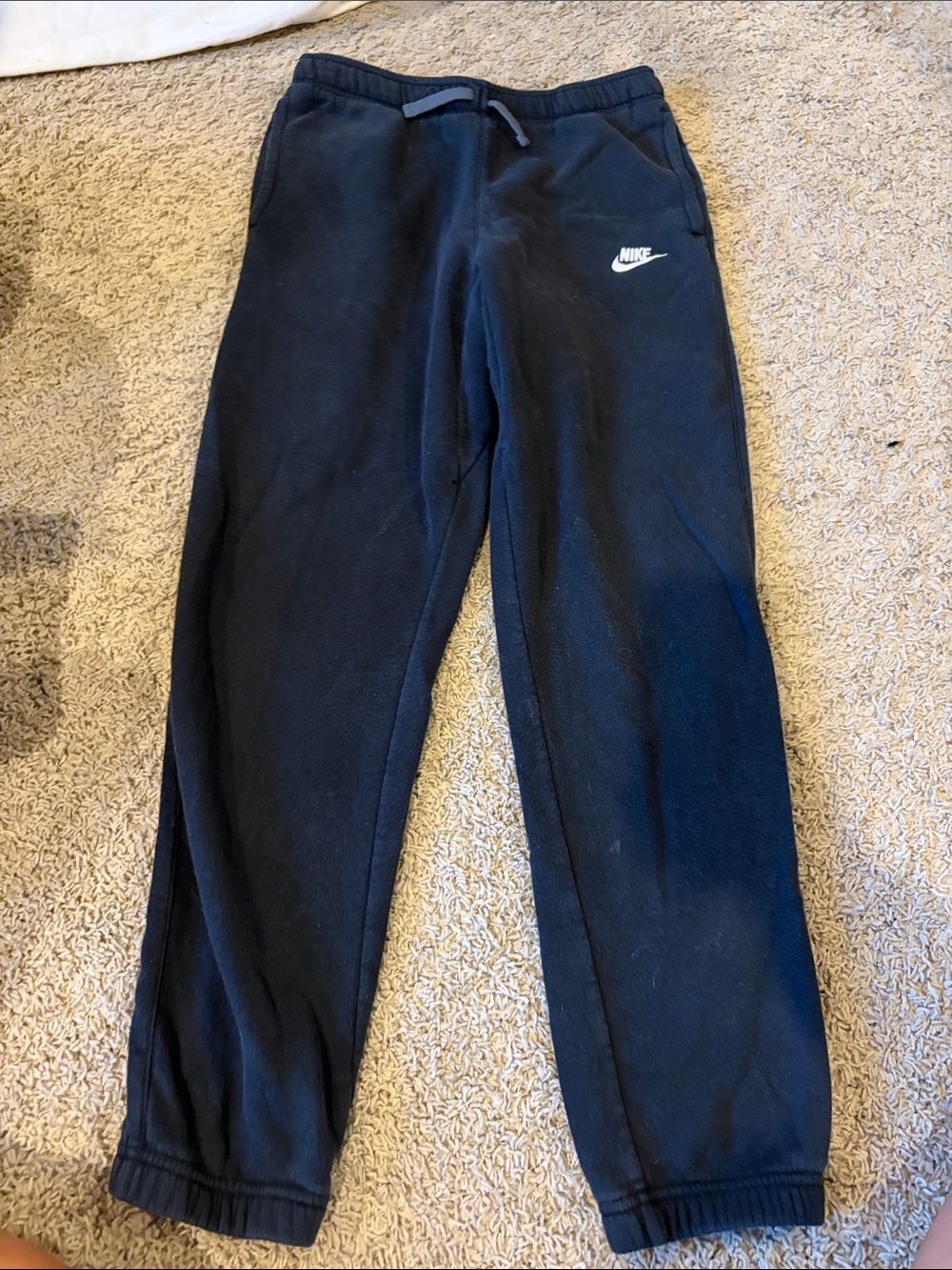 Nike Kids Black Jogger Sweatpants with White Swoosh